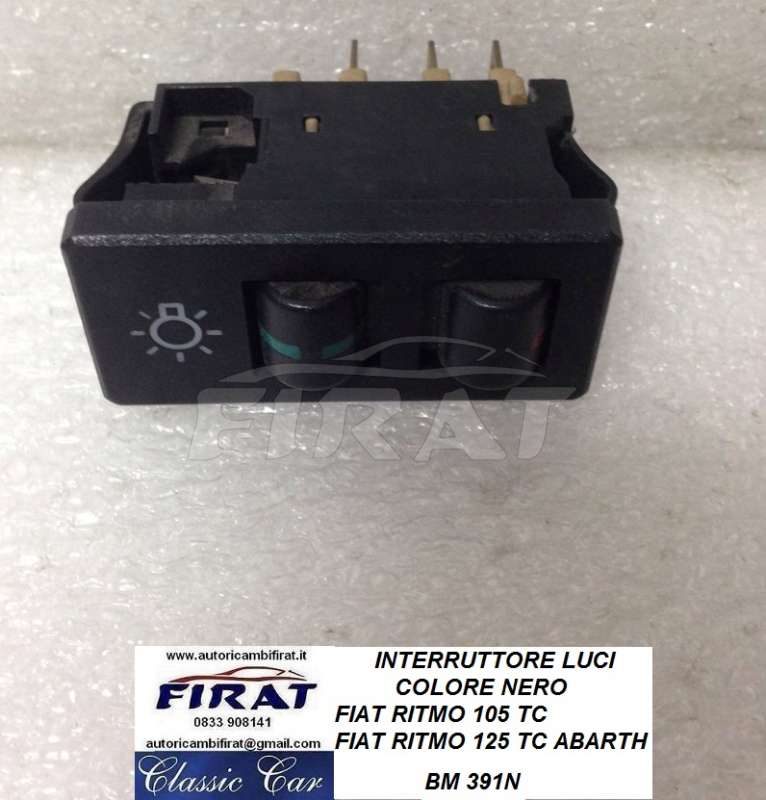 INTERRUTTORE LUCI FIAT RITMO 105 TC - 125 TC NERO 391N